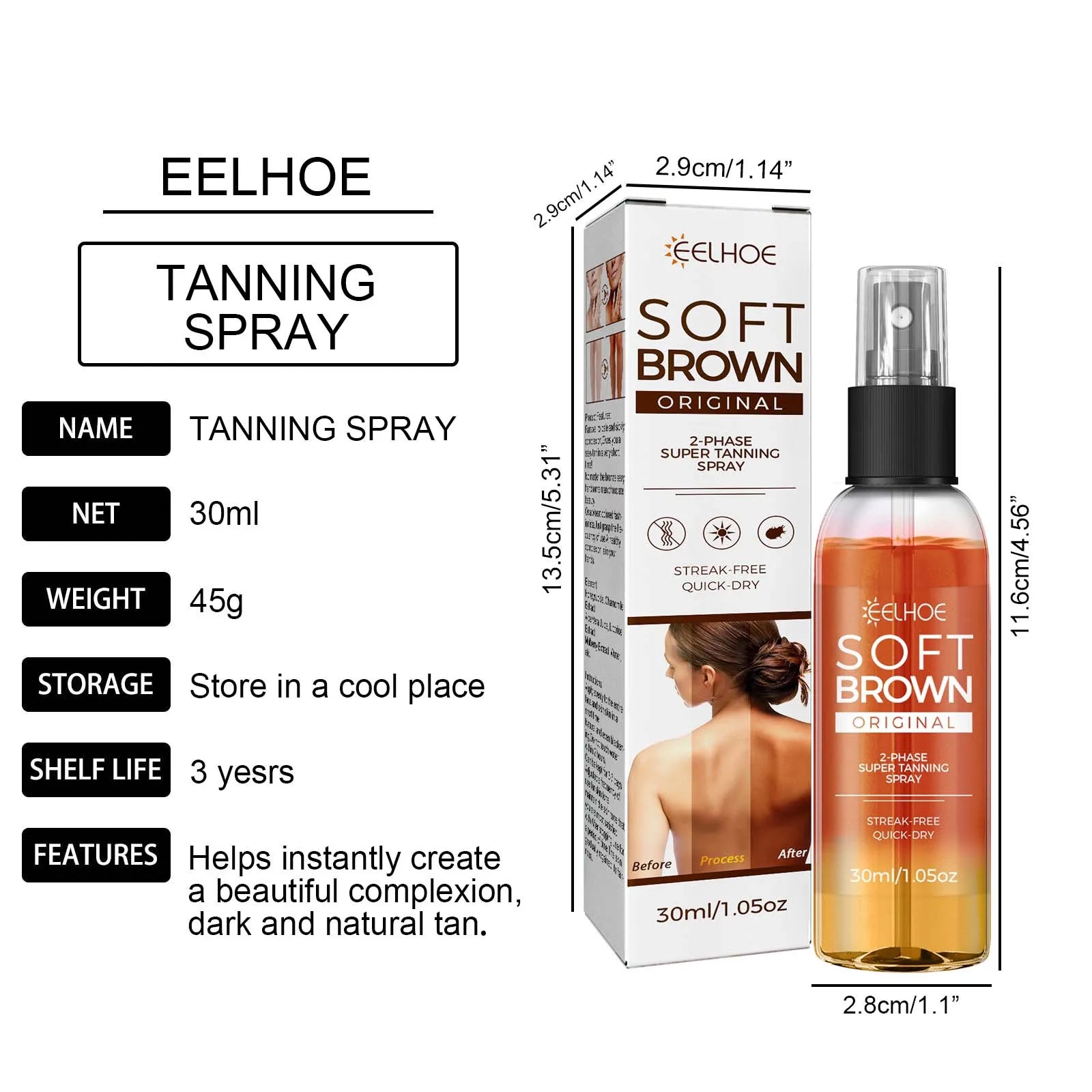 EELHOE Body Tanning Spray Summer Beach Moisturizing Tanning Bronze Wheat Skin Reduce Dryness Non-sticky Body Tanning Spray