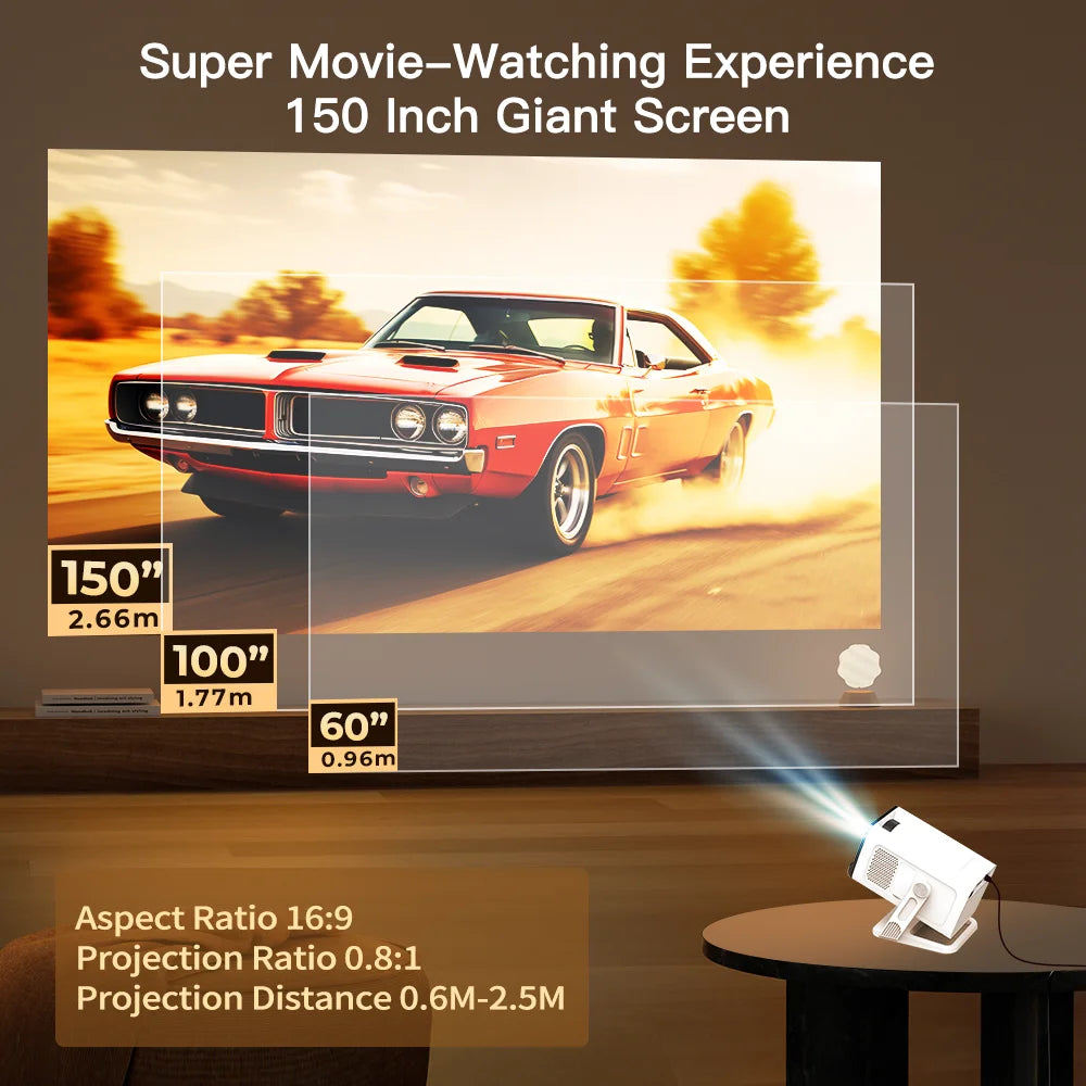 LynCast X1AQ Projector Built in 5W Speaker 1280*720P Android 11  4K 400ANSI Wifi6 BT5.2 Outdoor Portable Projector Home Cinema