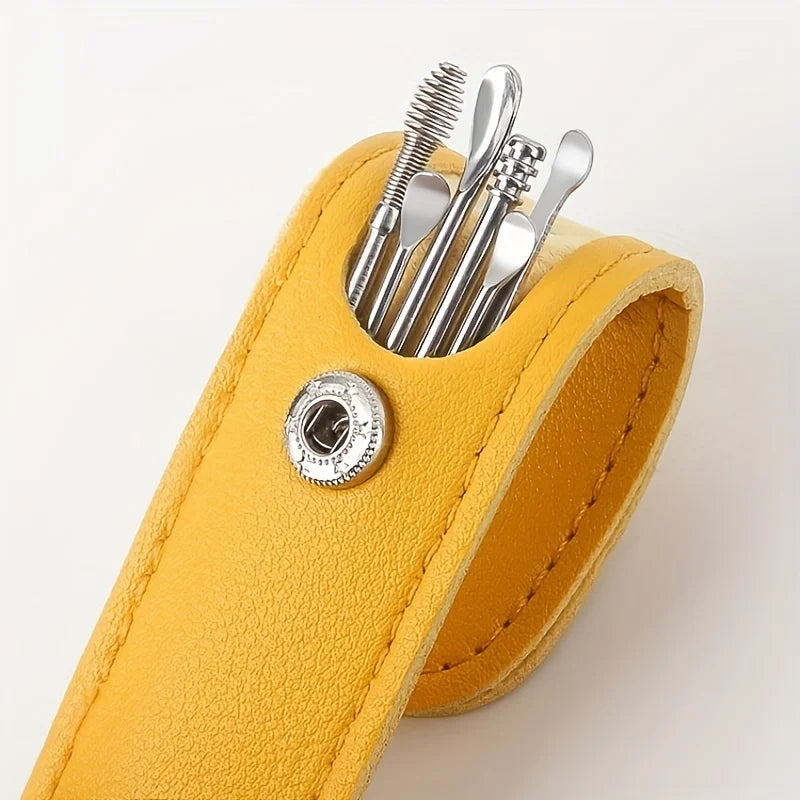 6-Piece Stainless Steel Ear Picking Set: Adult Portable Keychain Ear Picking Spoon Tool for Clearing Earwax