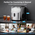 Nugget ice Maker countertop, Soft Pebble Ice Machine 40lbs/Day Small Chewable Pellet ice, Stainless Steel Quiet Mini Chewy Ice Maker Self Cleaning, Ice Ready in 6 Mins for Home Kitchen Office
