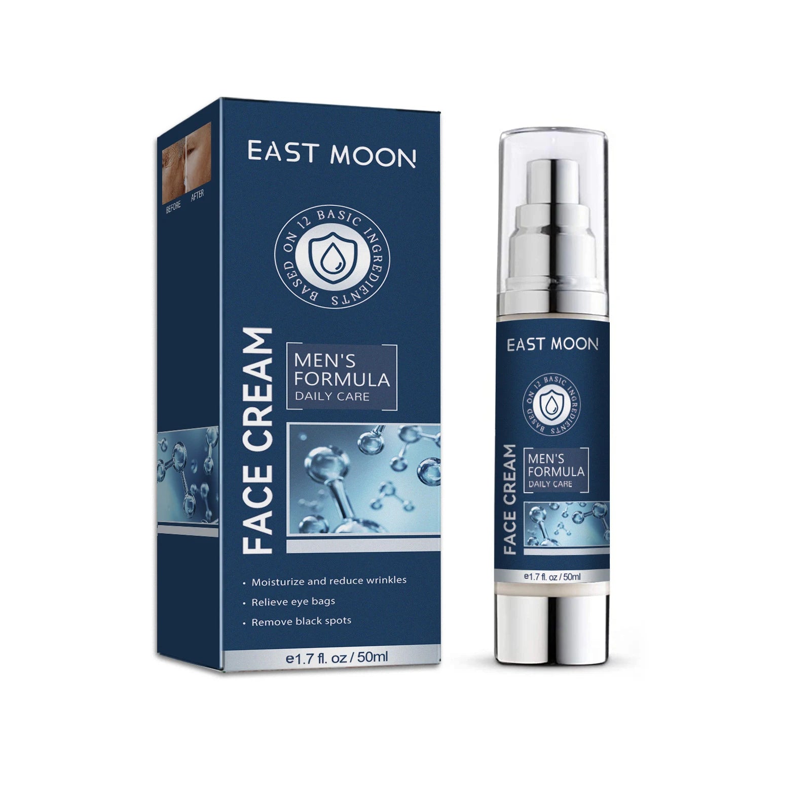 50ml 6 in 1 Men Face Cream Moisturizing Anti-aging Fade Fine Lines Reduce Dark Circles Smoothing Non-greasy Face Cream for Men