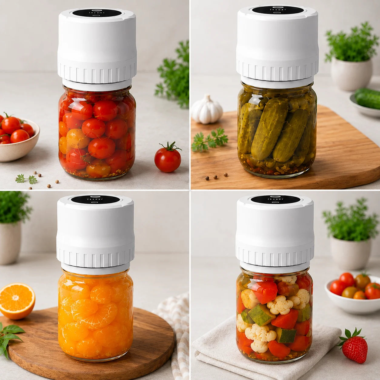 Portable Electric Vacuum Sealer Powerful Air Extraction LED Power Display USB Charging Compatible with Wide-mouth/Regular-mouth Mason Jars