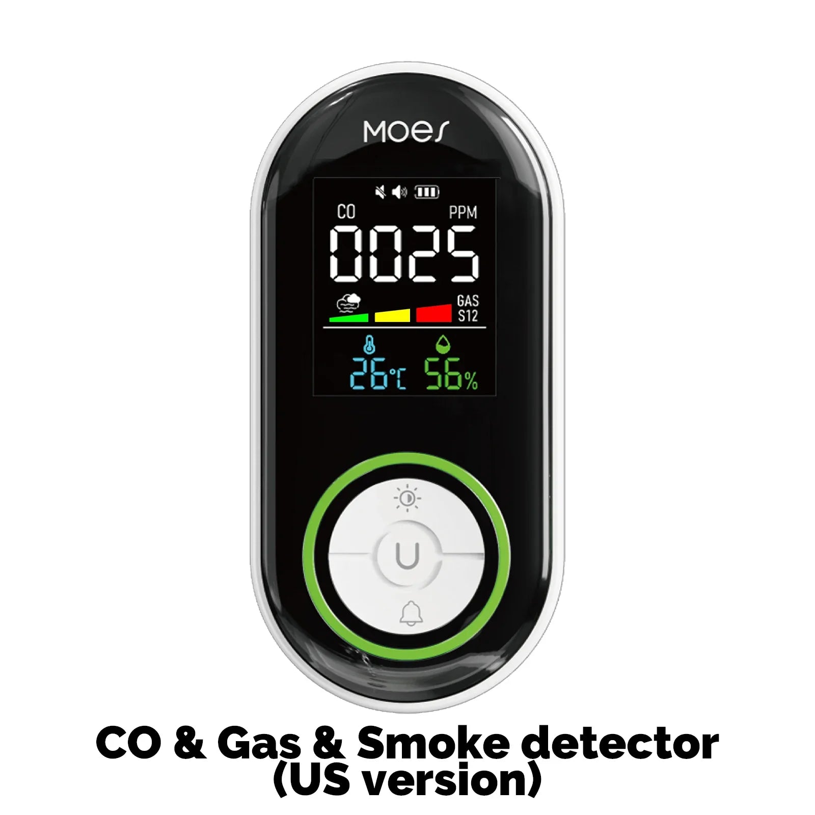 MOES CO Smoke Gas Detector Alarm Plug-in Carbon Monoxide Sensor Warning LED Display Temperature Humidity Kitchen Garage Boiler