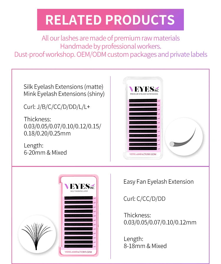 Veyes Inc Easy Fanning Eyelash Extensions Veyelash PBT Silk Russian Volume Lashes Fast Bloom Austomatic Flowering Natural Makeup