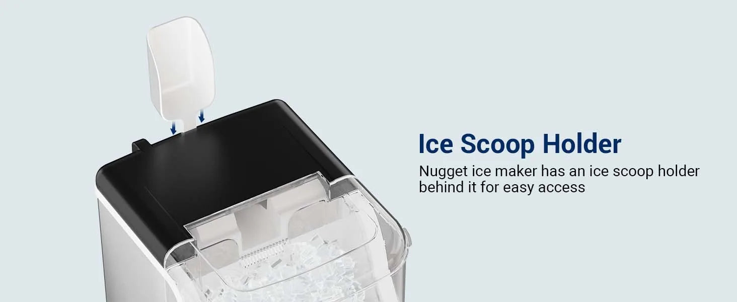 Nugget ice Maker countertop, Soft Pebble Ice Machine 40lbs/Day Small Chewable Pellet ice, Stainless Steel Quiet Mini Chewy Ice Maker Self Cleaning, Ice Ready in 6 Mins for Home Kitchen Office