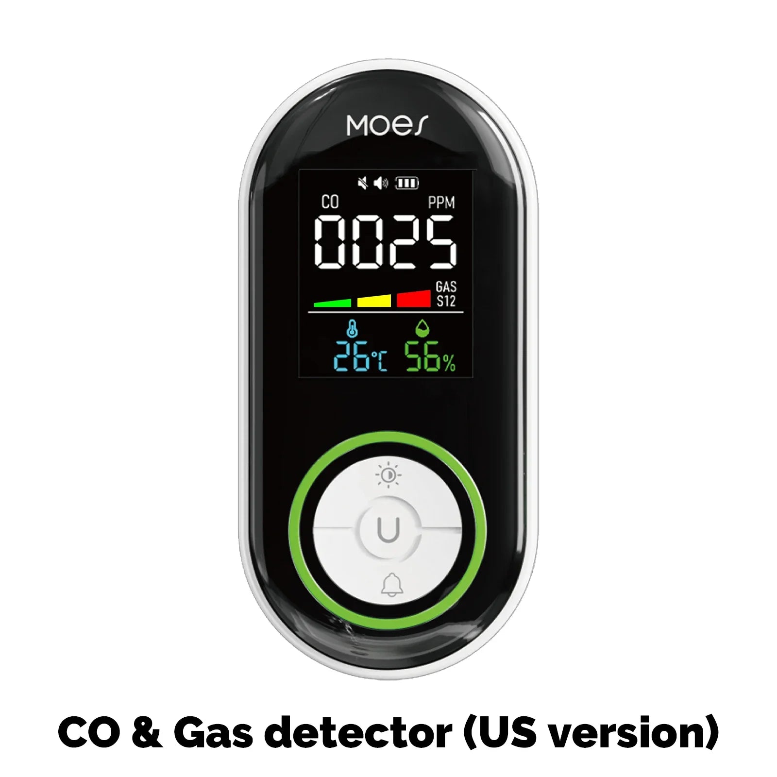 MOES CO Smoke Gas Detector Alarm Plug-in Carbon Monoxide Sensor Warning LED Display Temperature Humidity Kitchen Garage Boiler