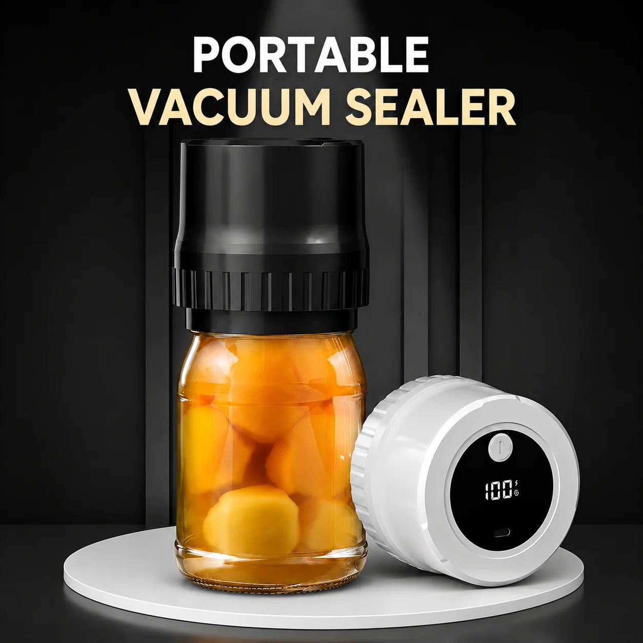 Portable Electric Vacuum Sealer Powerful Air Extraction LED Power Display USB Charging Compatible with Wide-mouth/Regular-mouth Mason Jars