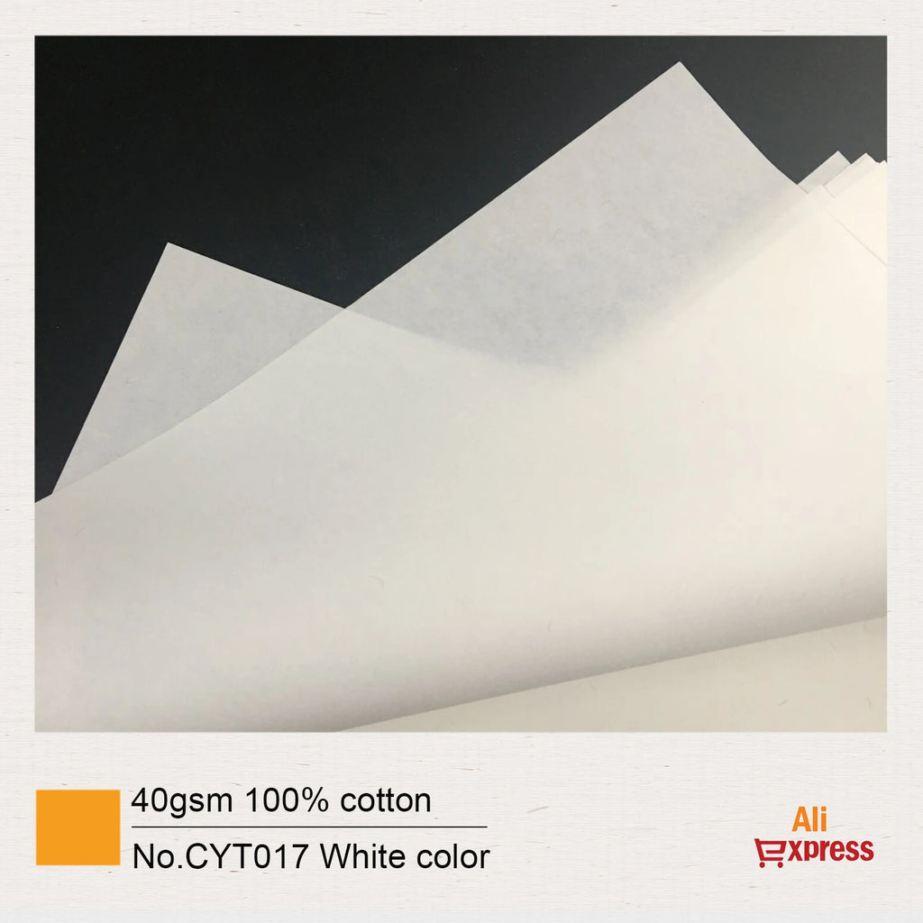 40gsm, 100% Cotton Paper, A4 210*297mm, White Color, Starch-Free, Waterproof, 200 Sheets, GCYT017