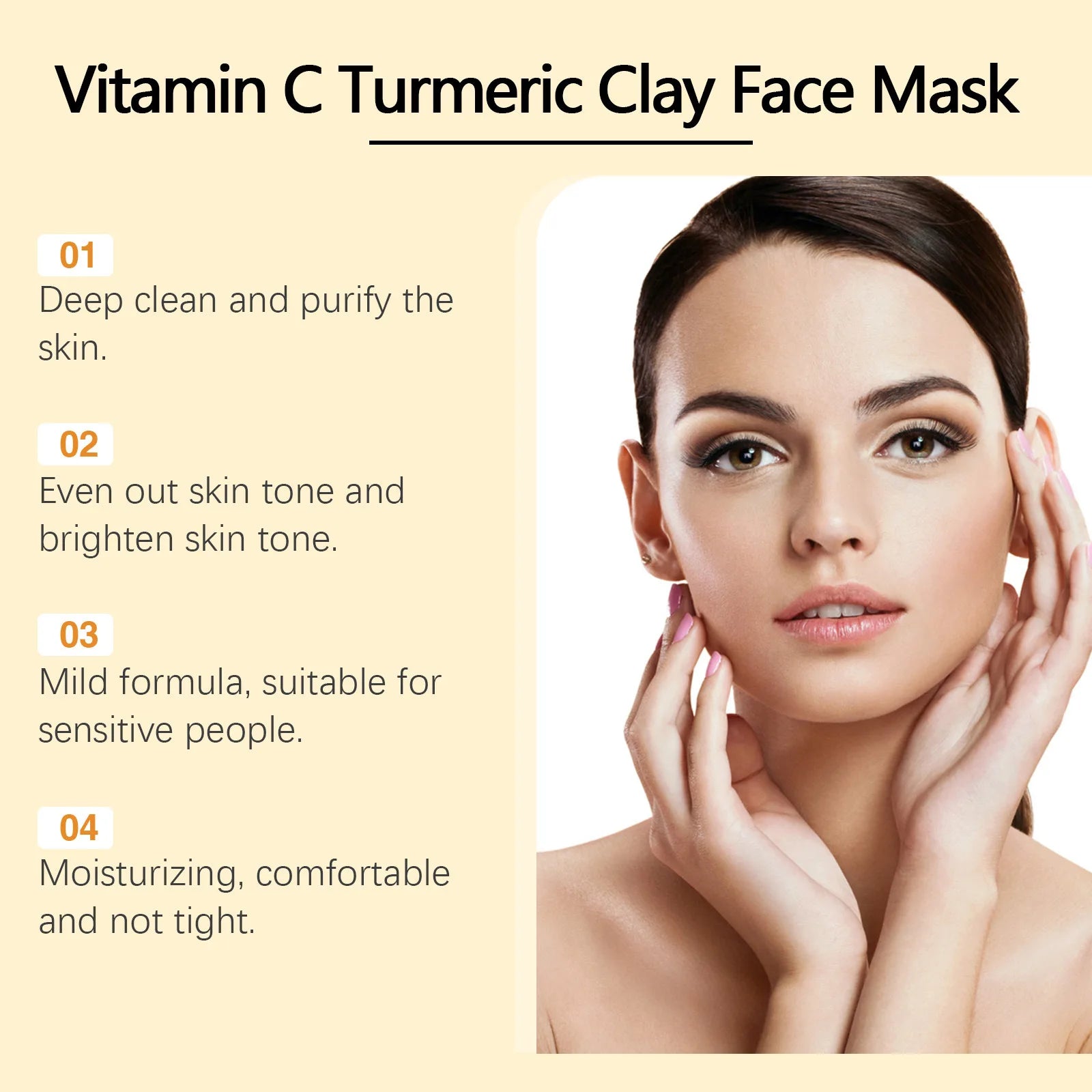 Ouhoe 120g Vitamin C Exfoliating Facial Mask Turmeric Cleansing Shrinking Pores Hydrating Moisturizer Reduce Dullness Clay Mask