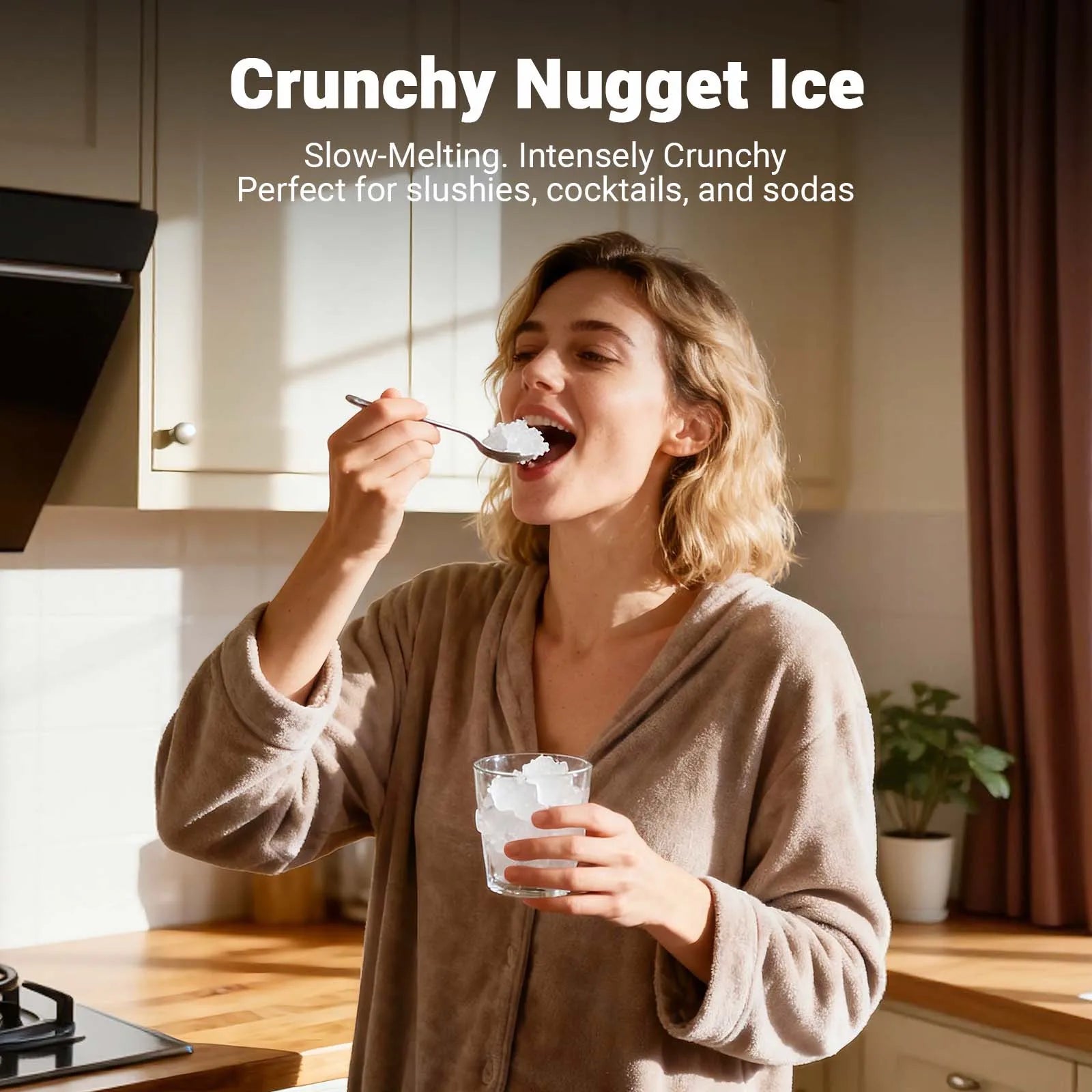 Nugget ice Maker countertop, Soft Pebble Ice Machine 40lbs/Day Small Chewable Pellet ice, Stainless Steel Quiet Mini Chewy Ice Maker Self Cleaning, Ice Ready in 6 Mins for Home Kitchen Office