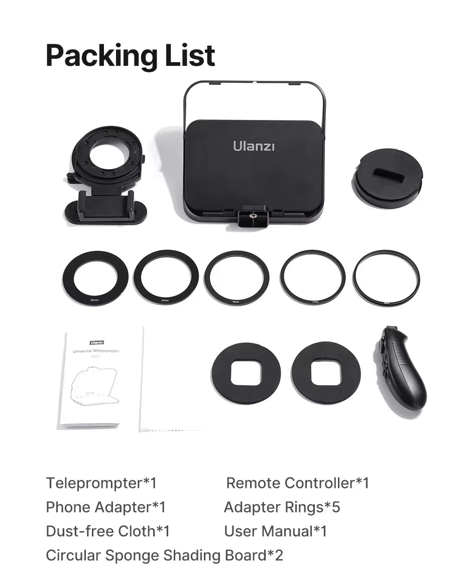 Ulanzi RT02 Universal Teleprompter Prompter DSLR Camera Smartphone Tablet Laptop Teleprompter Live Streaming Video Recording