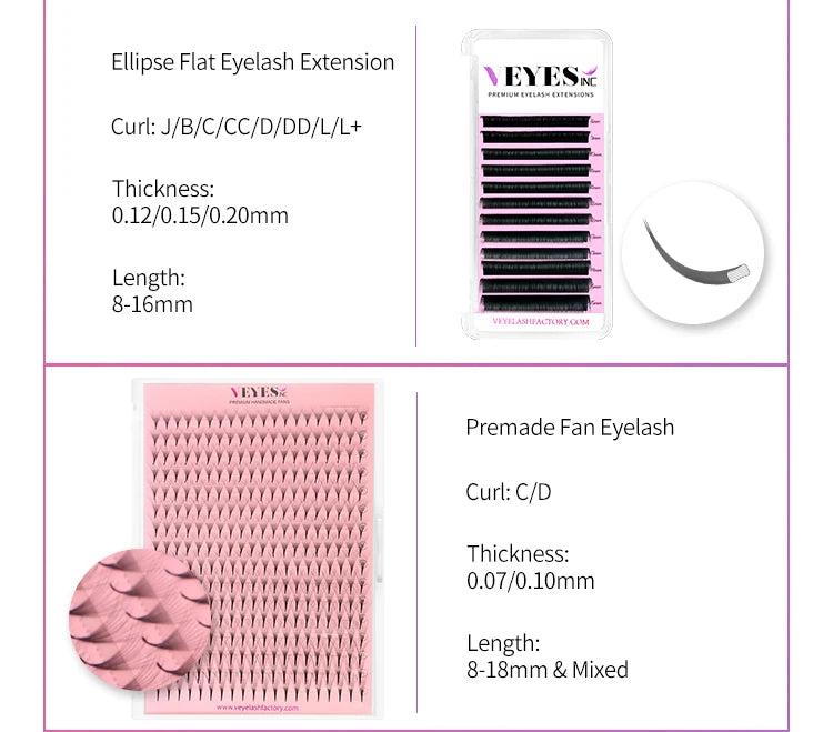 Veyes Inc Easy Fanning Eyelash Extensions Veyelash PBT Silk Russian Volume Lashes Fast Bloom Austomatic Flowering Natural Makeup