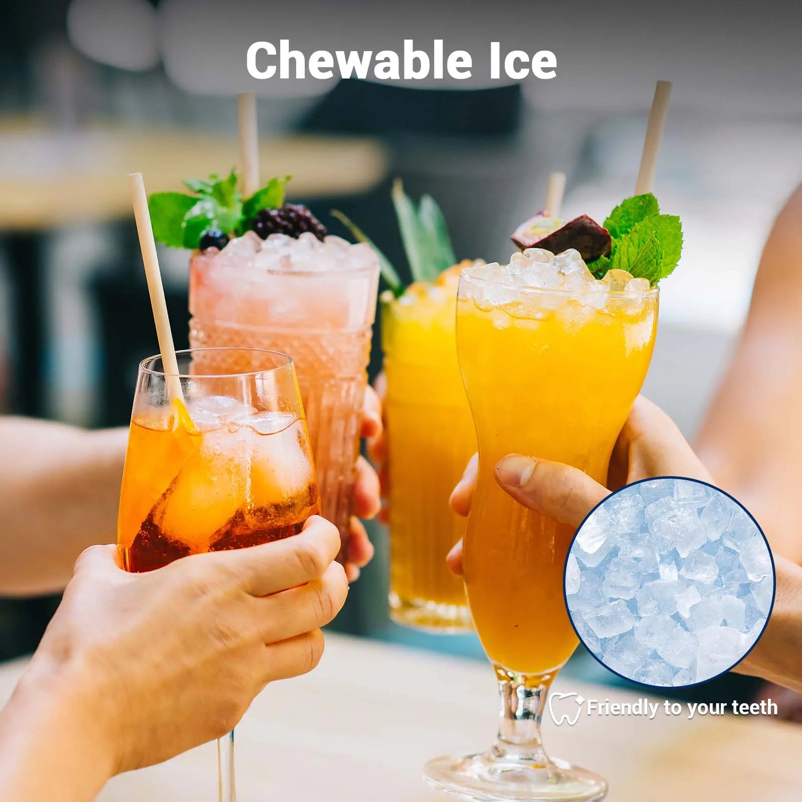 Nugget ice Maker countertop, Soft Pebble Ice Machine 40lbs/Day Small Chewable Pellet ice, Stainless Steel Quiet Mini Chewy Ice Maker Self Cleaning, Ice Ready in 6 Mins for Home Kitchen Office