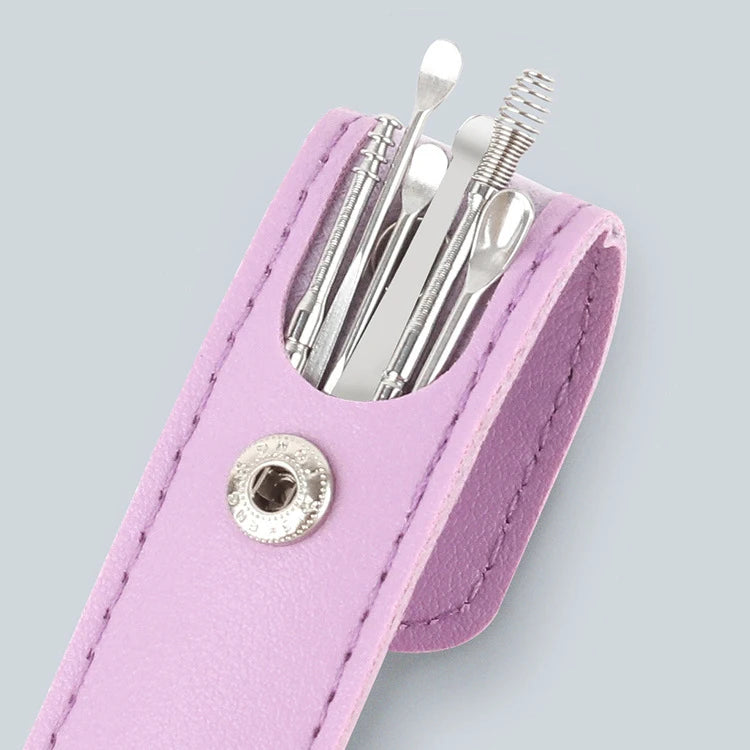 6-Piece Stainless Steel Ear Picking Set: Adult Portable Keychain Ear Picking Spoon Tool for Clearing Earwax