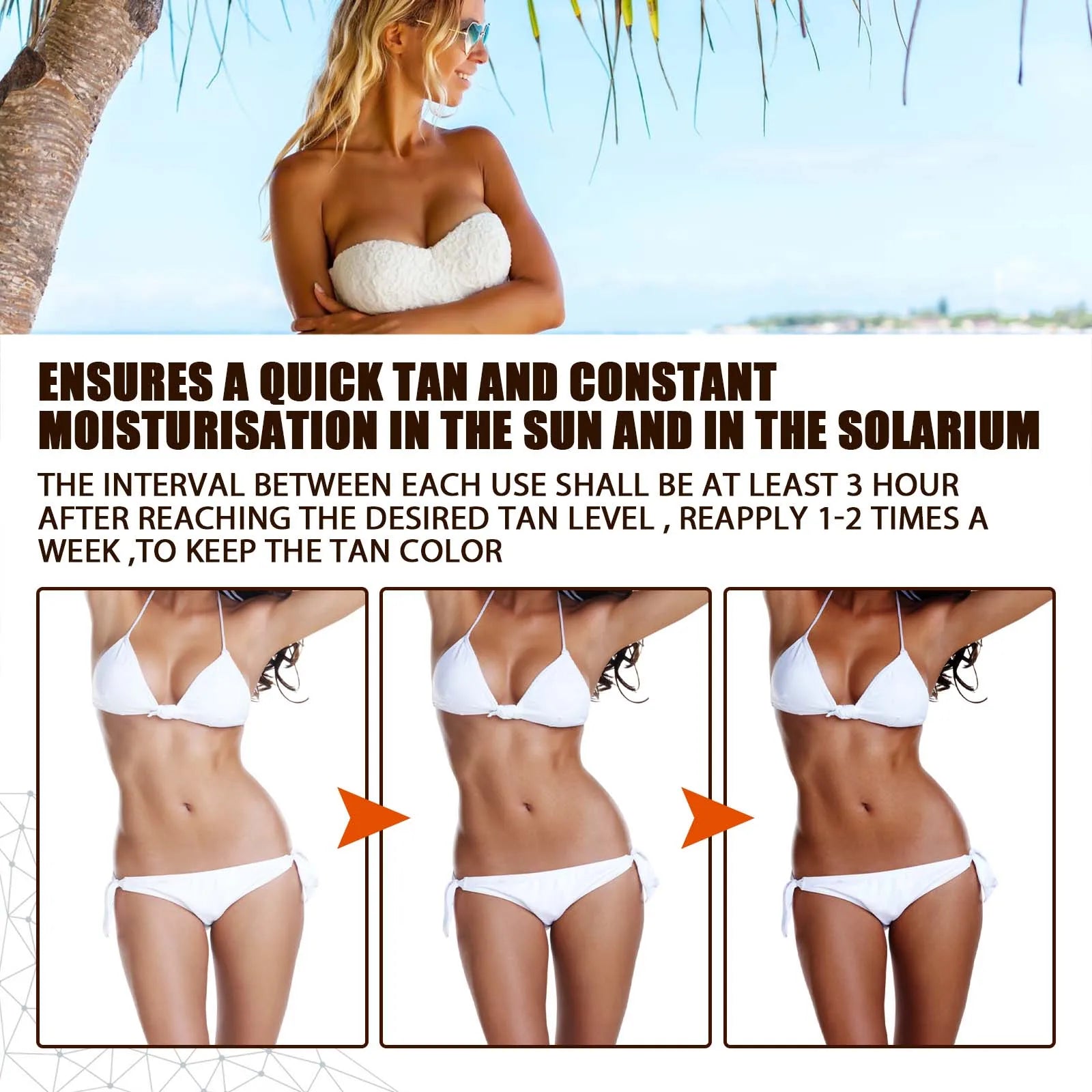 EELHOE Body Tanning Spray Summer Beach Moisturizing Tanning Bronze Wheat Skin Reduce Dryness Non-sticky Body Tanning Spray