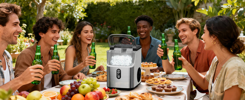 Nugget ice Maker countertop, Soft Pebble Ice Machine 40lbs/Day Small Chewable Pellet ice, Stainless Steel Quiet Mini Chewy Ice Maker Self Cleaning, Ice Ready in 6 Mins for Home Kitchen Office