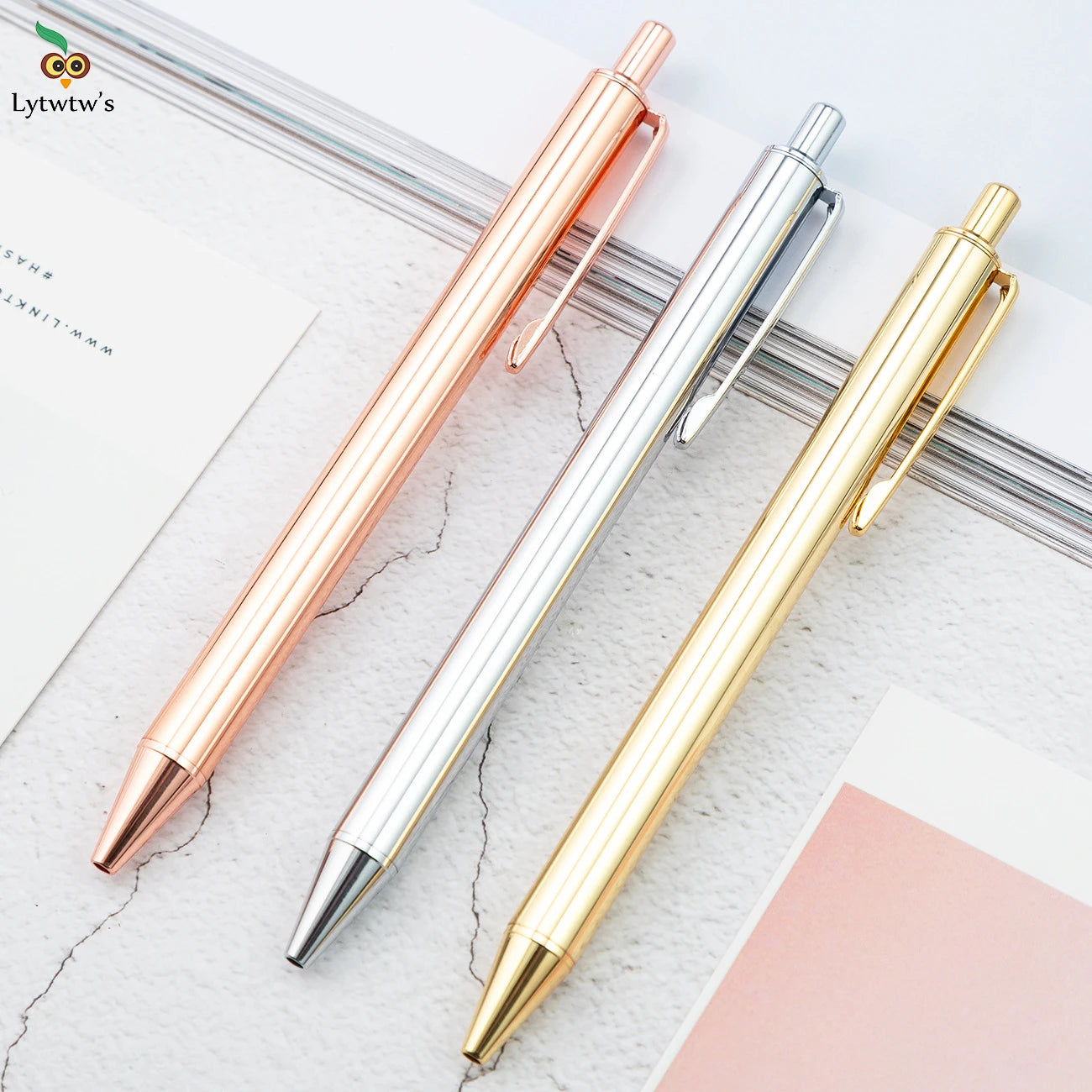 1-3 pcs Lytwtw's Roller Ballpoint Pen Luxury Cute Wedding Rose Gold Metal Stationery School Office Supply High Quality Spinning
