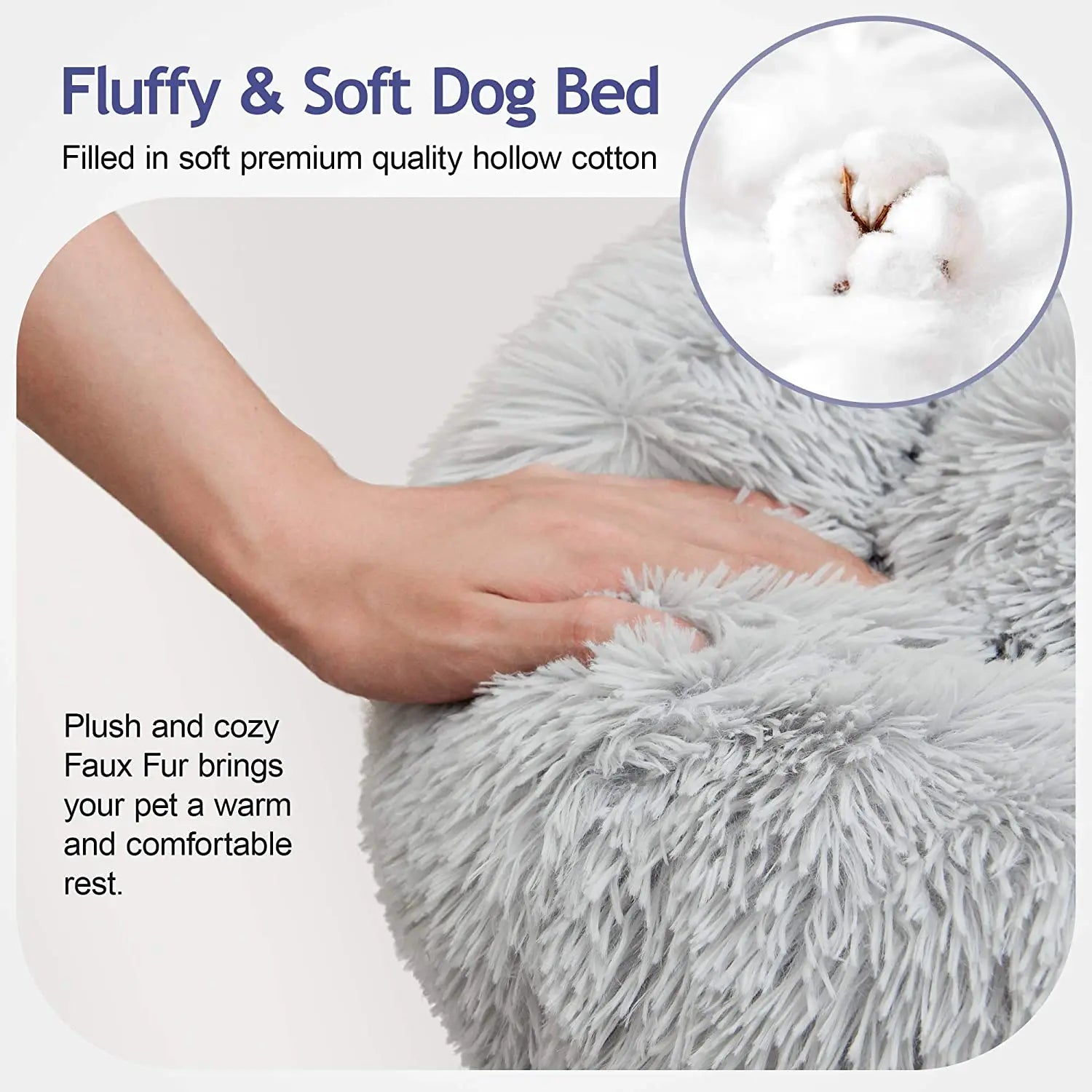 Donut Dog Bed Warm Soft Long Plush Pet bed For Samll Large Dog House Cat Calming Beds Washable Winter Kennel Sofa Cushion Mat