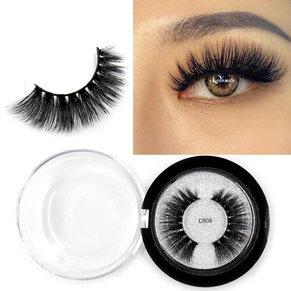 LEHUAMAO Makeup Eyelashes 3D Mink Lashes Thick HandMade Fluffy Lashes Cruelty Free Volume Wispy Soft Lash Reusable False Eyelash