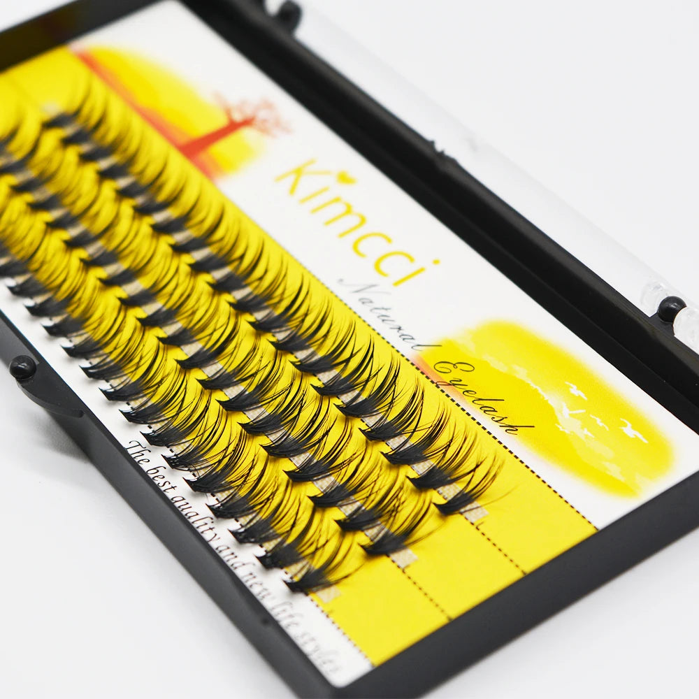 Kimcci 60 Bundles Mink Eyelash Extension Natural 3D Russian Volume Faux Eyelashes Individual 30D Cluster Lashes Makeup Cilia