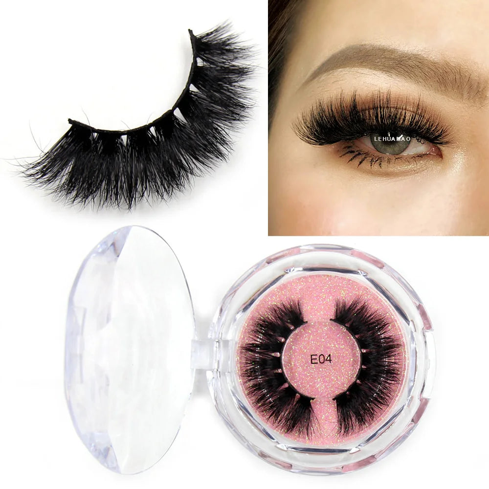 LEHUAMAO Makeup Eyelashes 3D Mink Lashes Thick HandMade Fluffy Lashes Cruelty Free Volume Wispy Soft Lash Reusable False Eyelash