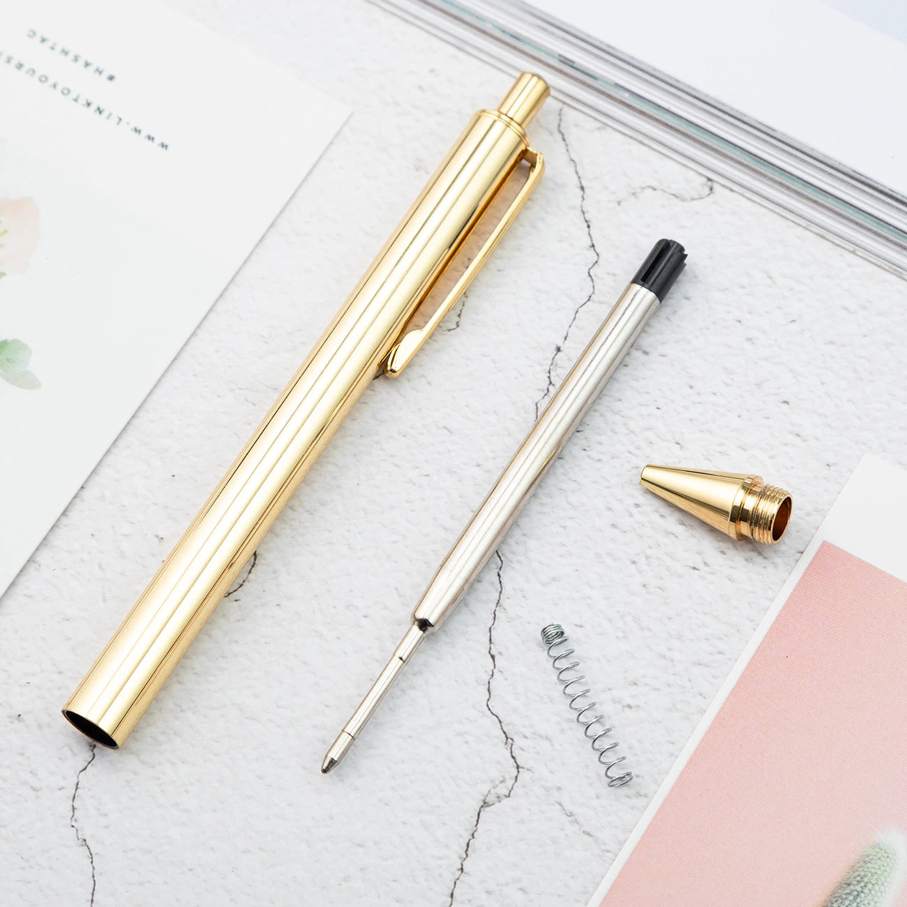 1-3 pcs Lytwtw's Roller Ballpoint Pen Luxury Cute Wedding Rose Gold Metal Stationery School Office Supply High Quality Spinning