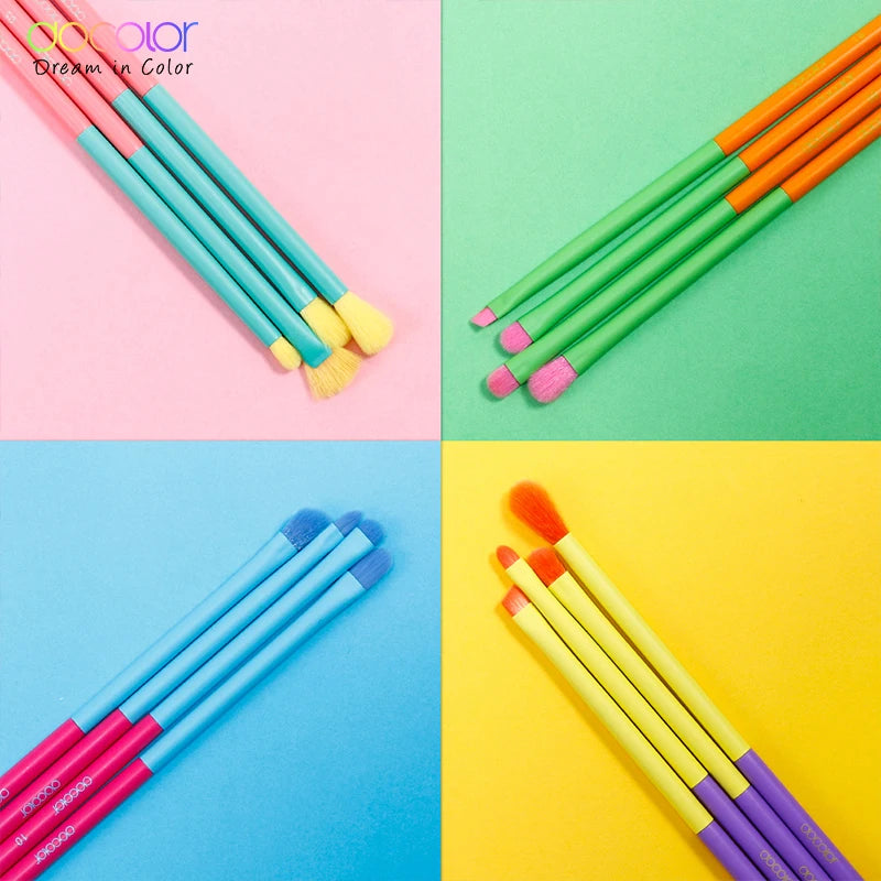 Docolor Eyes Makeup Brushes 15pcs Colorful Professional Eyebrow Eyeshadow Eyeliner Blending Makeup Brushes Set Eye Cosmetic Tool