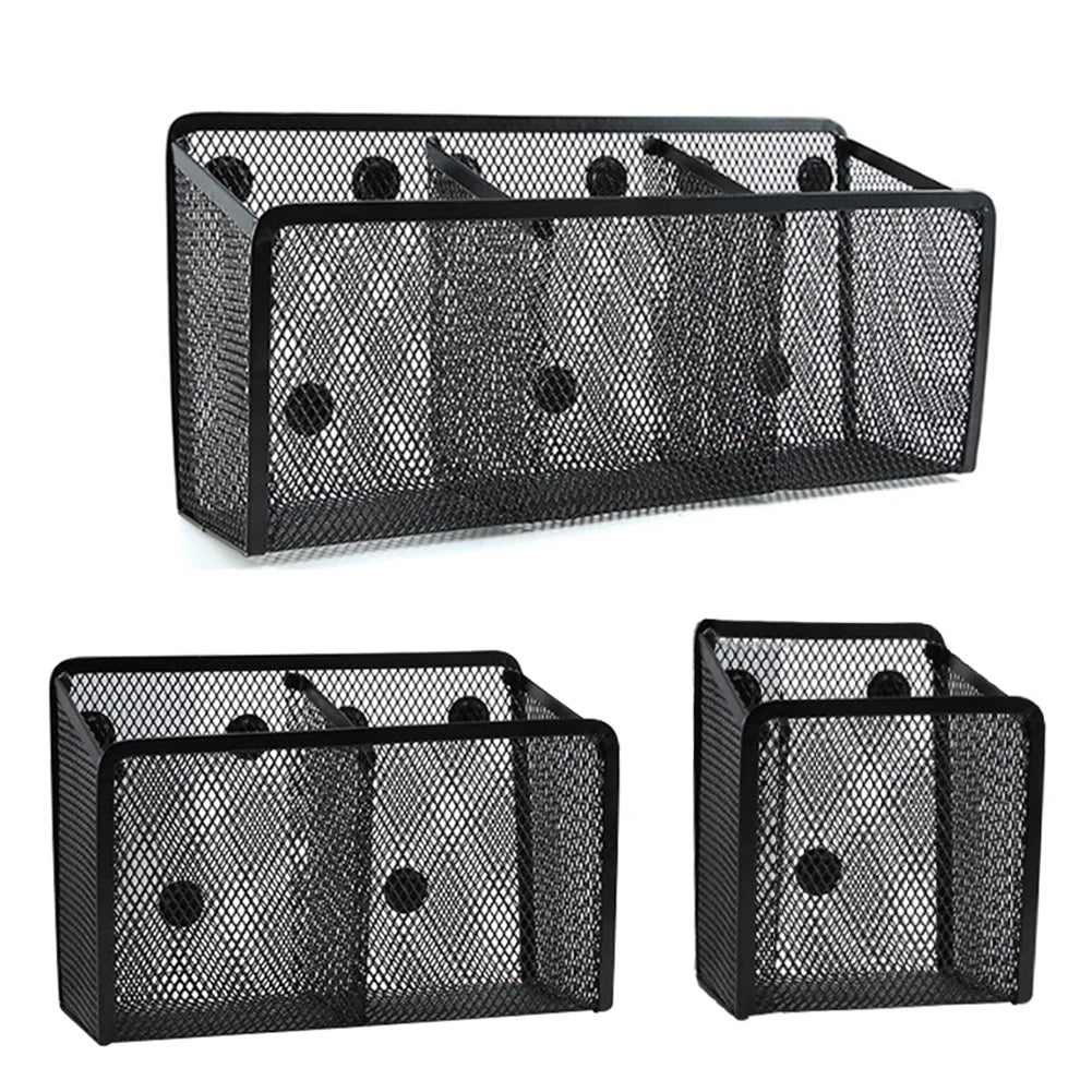 Multifunctional Magnetic Storage Basket Creative Magnetic Metal Mesh Pen Holder Home Office Debris Organizer 1/2/3 Grid Optional