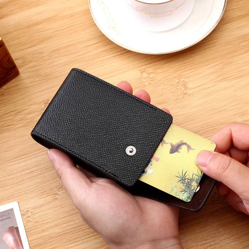 Multifunctional Card Sleeve Men's and Women's Genuine Leather Case Business ID Credit Card Wallet Holder  Pocket Organizer