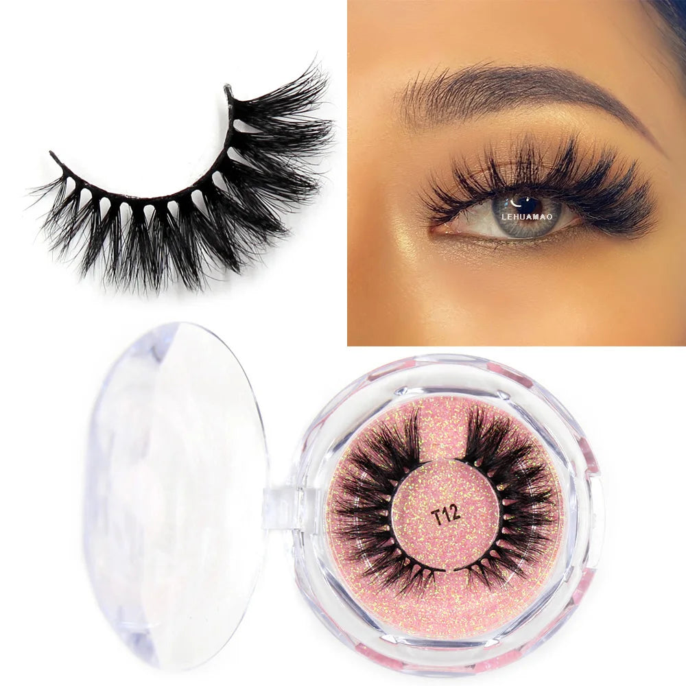 LEHUAMAO Makeup Eyelashes 3D Mink Lashes Thick HandMade Fluffy Lashes Cruelty Free Volume Wispy Soft Lash Reusable False Eyelash