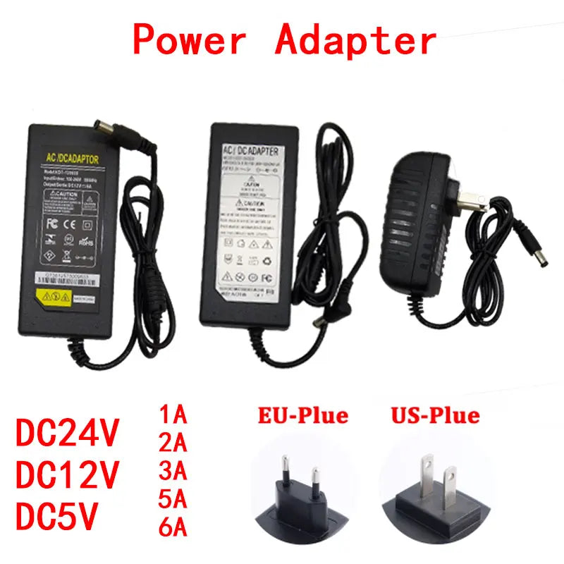 Power Supply EU Plug UK Plug DC 5V 12V 24V 1A 2A 3A 5A 6A Power Supply Adapter DC 5 12 24 V Volt  Lighting Led Strip Lamp