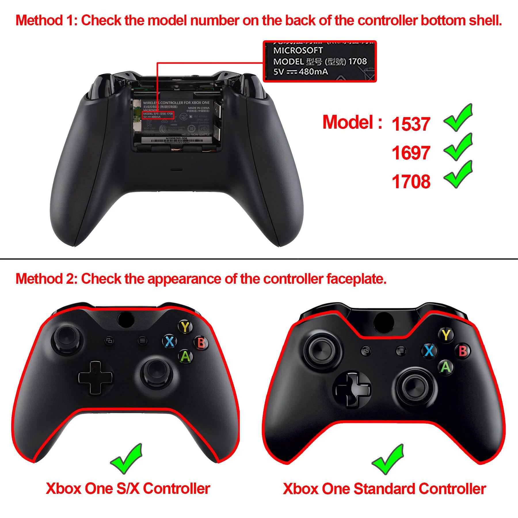 eXtremeRate Multi-Colors Luminated (DTF) LED Kit for Xbox One Standard Xbox One S / X Controller, D-pad Thumbstick ABXY Buttons