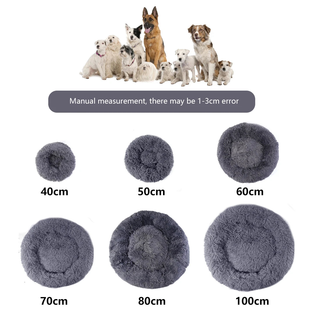 Donut Dog Bed Warm Soft Long Plush Pet bed For Samll Large Dog House Cat Calming Beds Washable Winter Kennel Sofa Cushion Mat