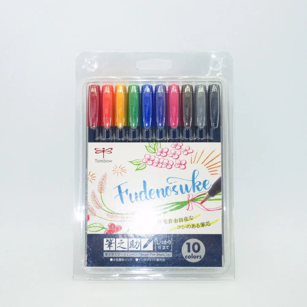 Tombow  Markers Water-Based Pigment Ink Calligraphy Lettering Pens Brush Marker Pens Fudenosuke Pens Set Japan