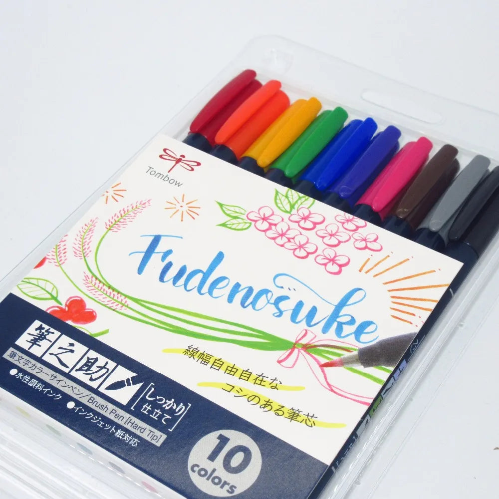 Tombow  Markers Water-Based Pigment Ink Calligraphy Lettering Pens Brush Marker Pens Fudenosuke Pens Set Japan