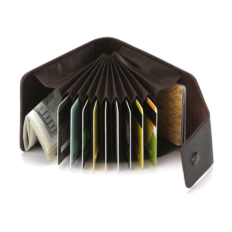 Multifunctional Card Sleeve Men's and Women's Genuine Leather Case Business ID Credit Card Wallet Holder  Pocket Organizer