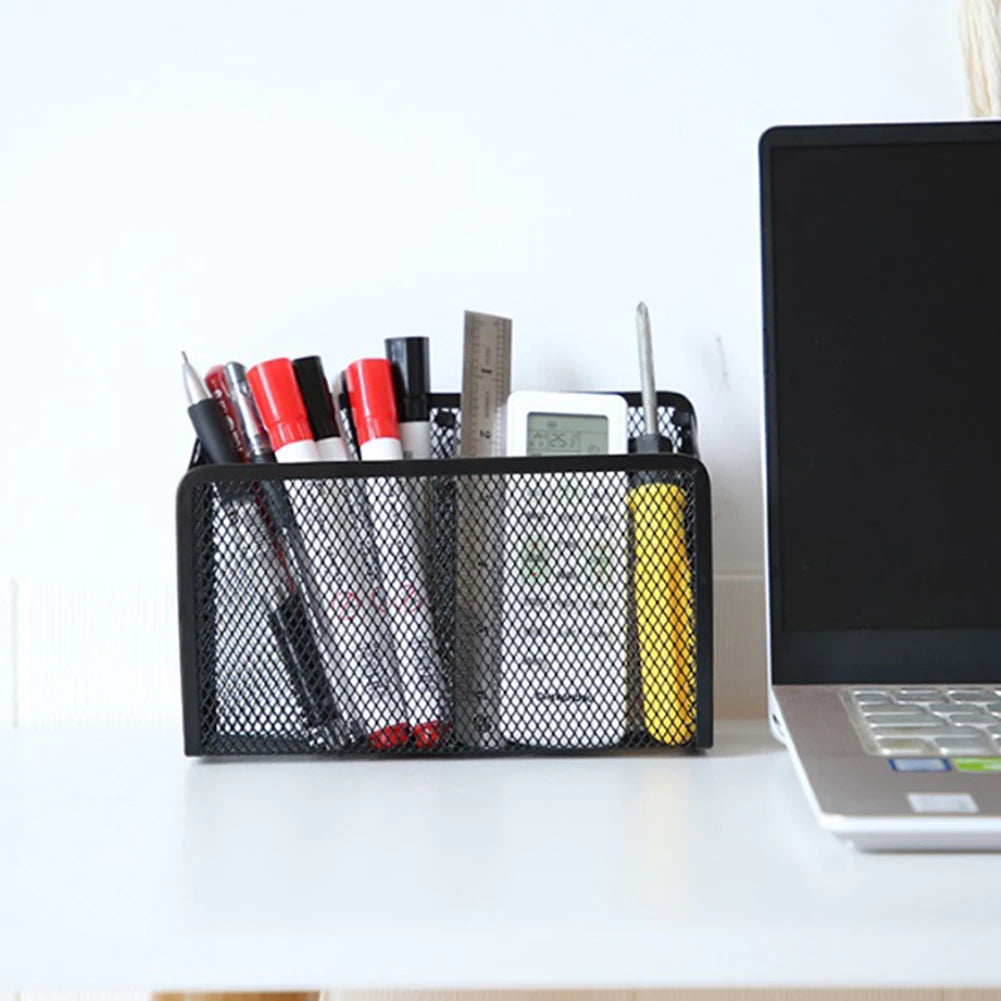 Multifunctional Magnetic Storage Basket Creative Magnetic Metal Mesh Pen Holder Home Office Debris Organizer 1/2/3 Grid Optional