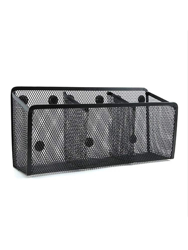Multifunctional Magnetic Storage Basket Creative Magnetic Metal Mesh Pen Holder Home Office Debris Organizer 1/2/3 Grid Optional