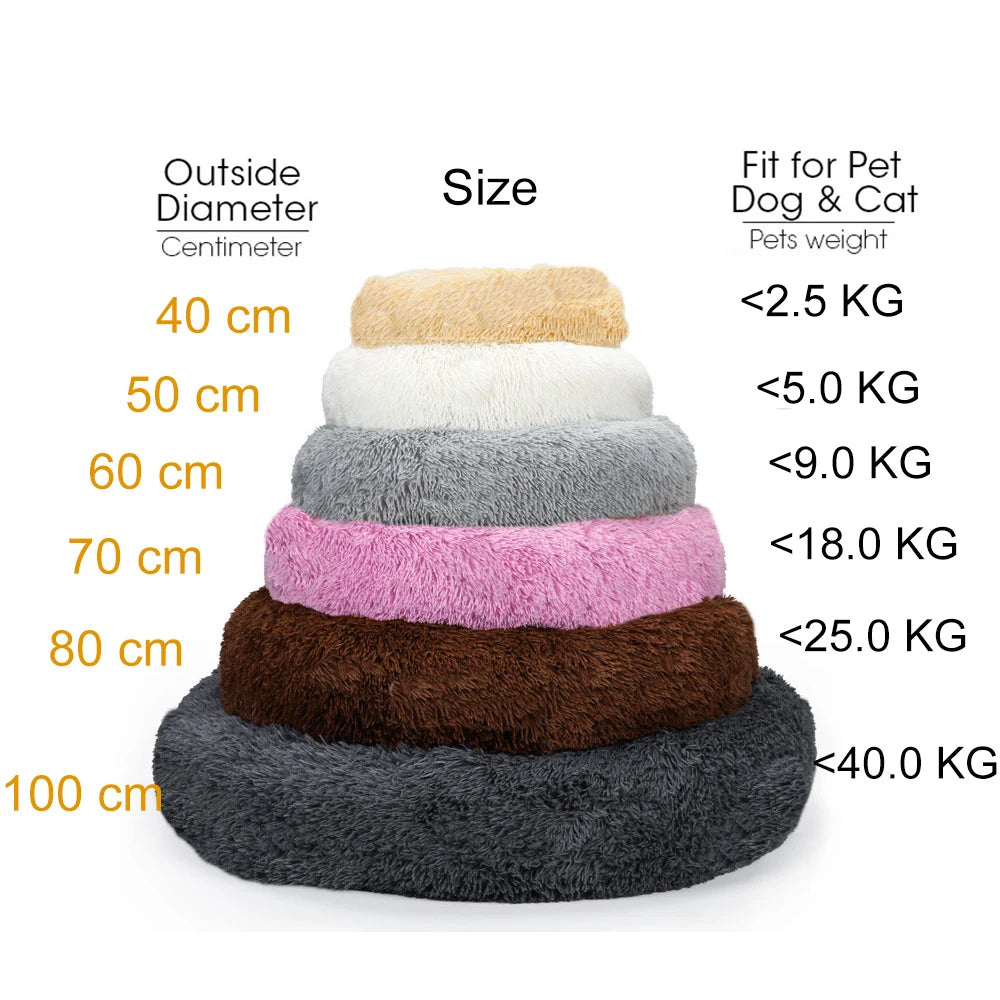 Donut Dog Bed Warm Soft Long Plush Pet bed For Samll Large Dog House Cat Calming Beds Washable Winter Kennel Sofa Cushion Mat