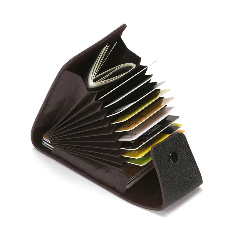 Multifunctional Card Sleeve Men's and Women's Genuine Leather Case Business ID Credit Card Wallet Holder  Pocket Organizer