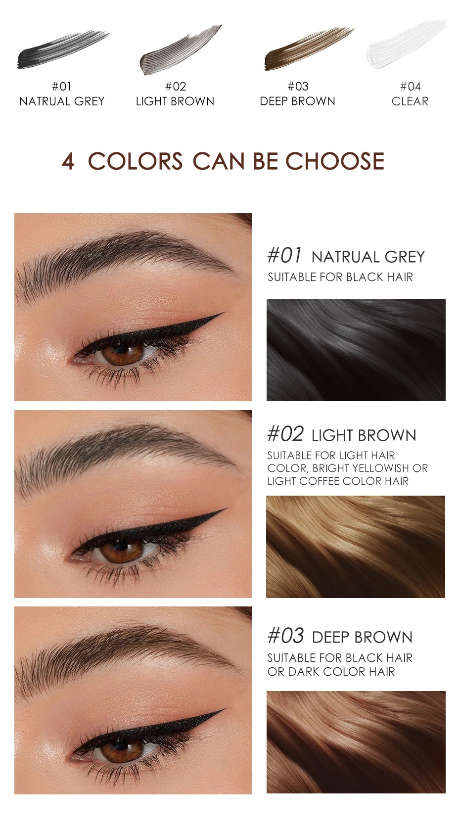 FOCALLURE Natural Brow Gel Long Hold Waterproof Eyebrow Cream Hair Like Finish Wild Eyebrows Styling Gel Beauty Eyes Makeup