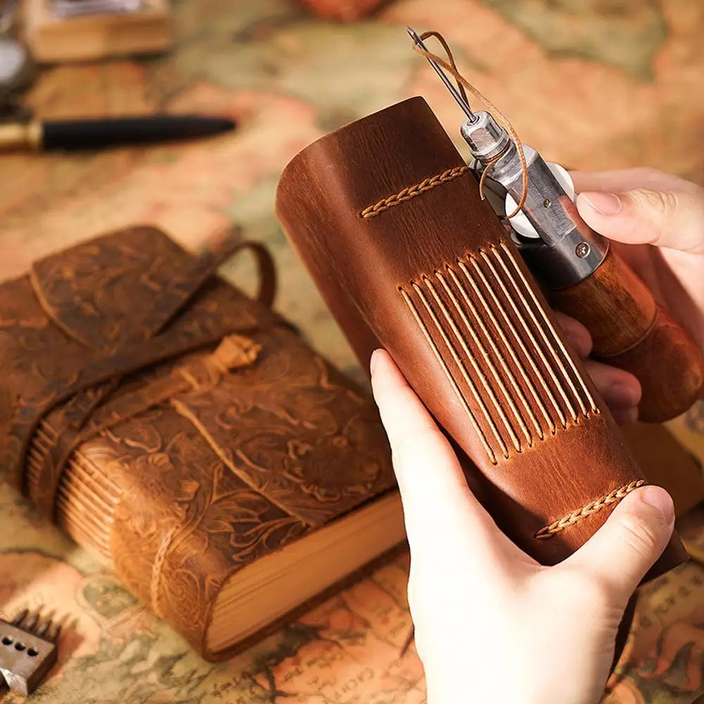 Handmade Leather Notebook Brown Journal Thick Travel Diary Blank Kraft Tie Rope Sketchbook Back To School Gift 400 Pages