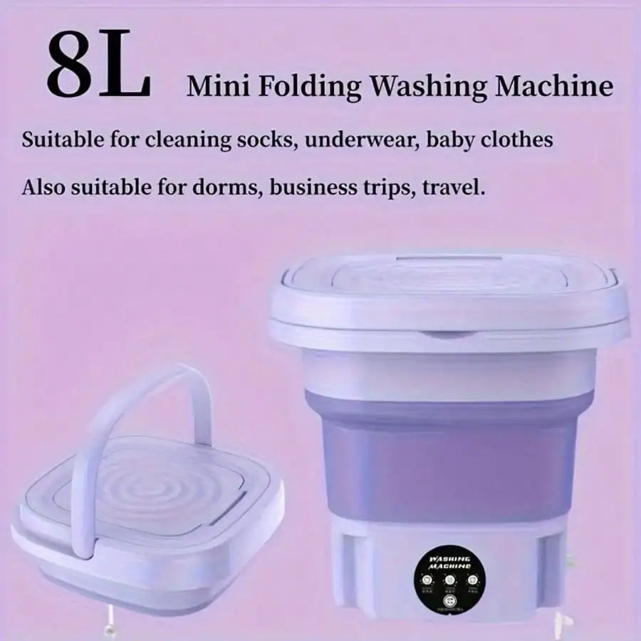 Foldable Mini Washing Machine, Portable Compact Washer For Underwear, Socks & Baby Clothes, Ideal For Dorms, Travel, Business Trips & Small Spaces