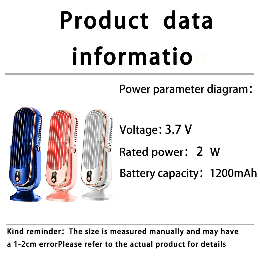 New Upgraded Large Battery Dual Motor Portable Fashion Desk Fan, Office, Travel, Camping, Outdoor RV Portable USB Fan air conditioner bladeless fan