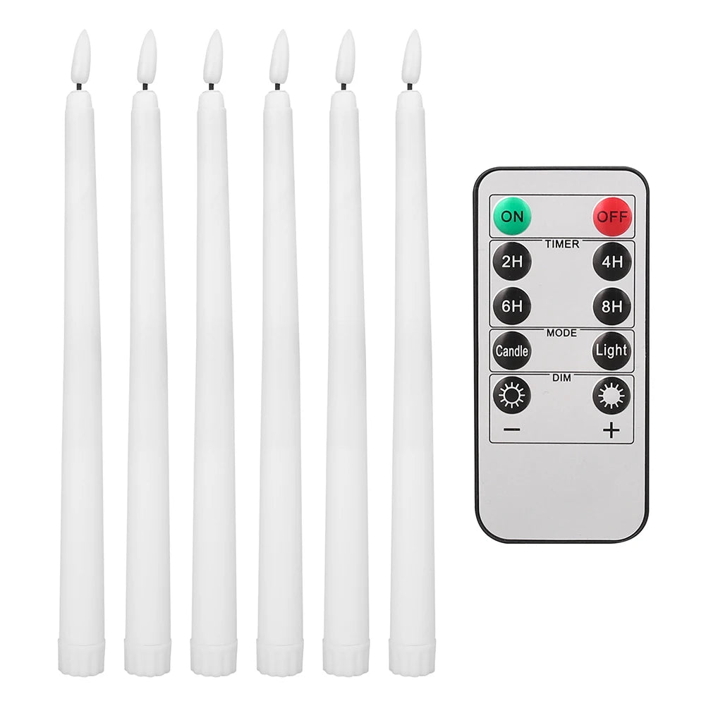 LED Flameless Taper Candles Flickering with 10-Key Remote 11" Battery Operated Ivory Candlesticks Christmas Home Wedding Decor