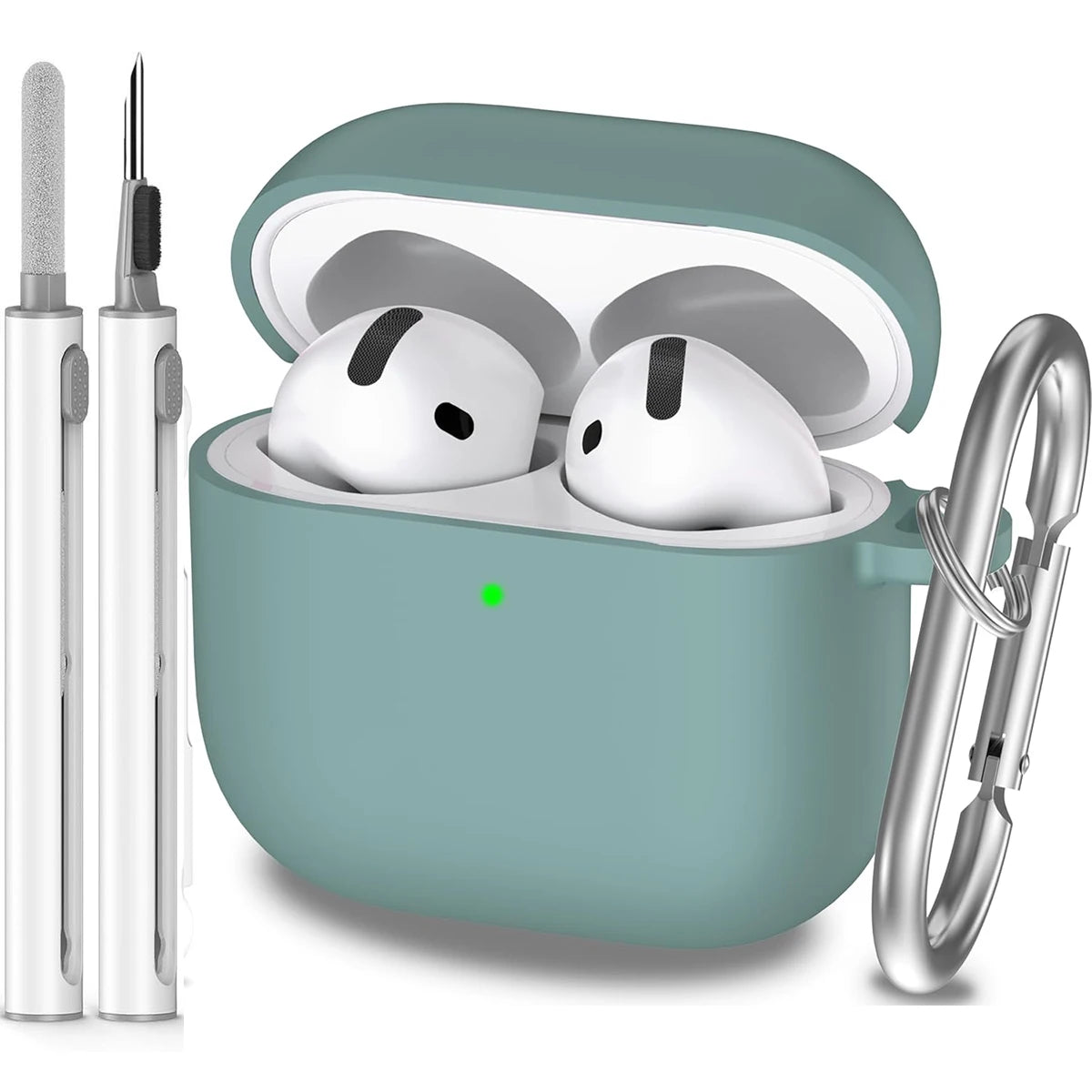 for AirPods 4th Generation Case Cover 2024, Military Grade Soft Silicone Shock-Absorbing for AirPods 4 Case with Keychain & Clea