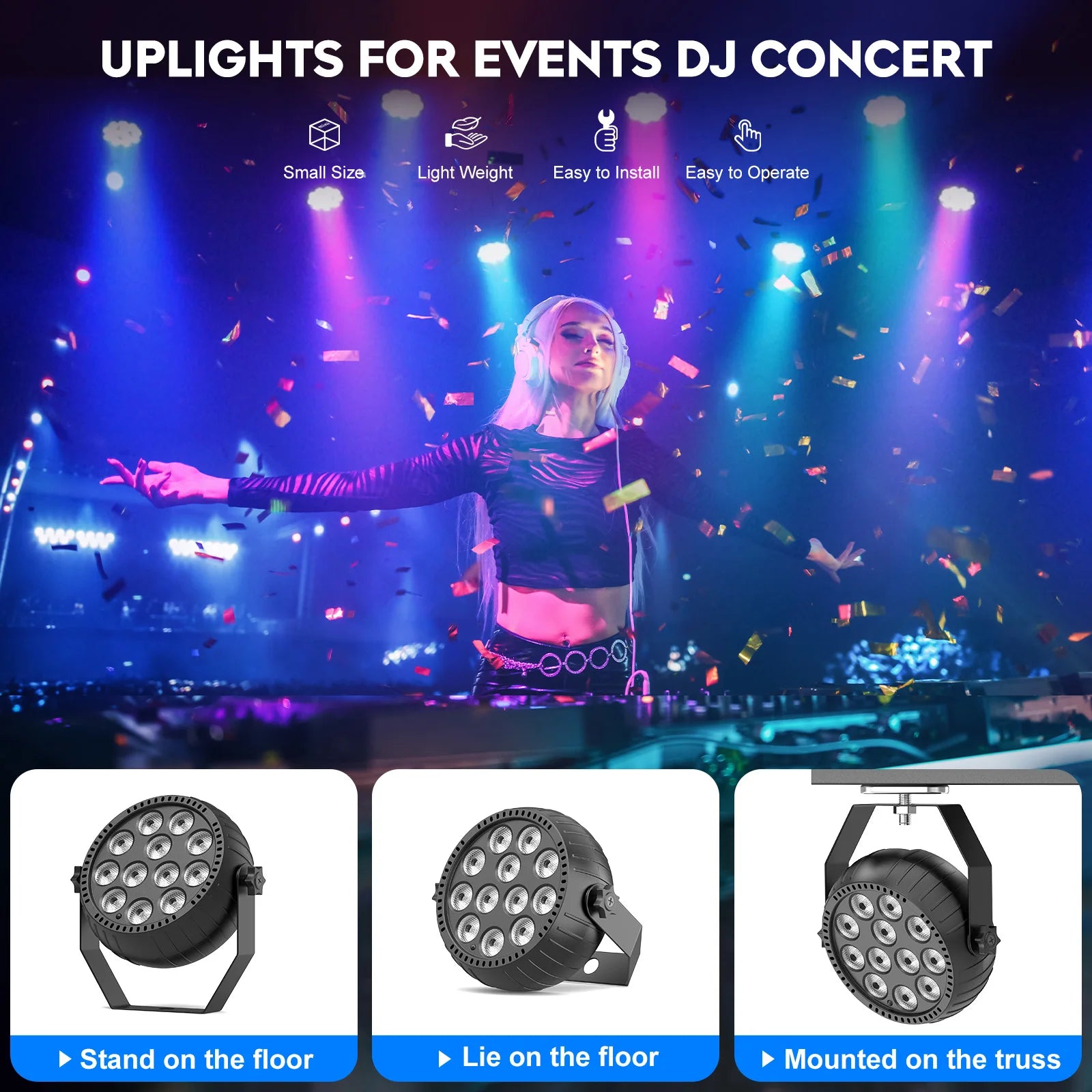Somspot Mini 4/8PCS LED RGB Par Lights Remote & DMX Control Stage Light Effect Projector for Church Wedding Party Club Music Liv