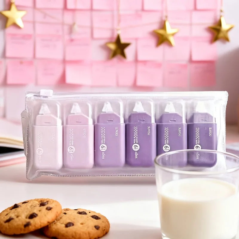 6pcs Dot Tape, Double Sided Adhesive Roller 6mm Width, Strong Point Sticky No Residue for Scrapbooking,Collage, Office, Handmade