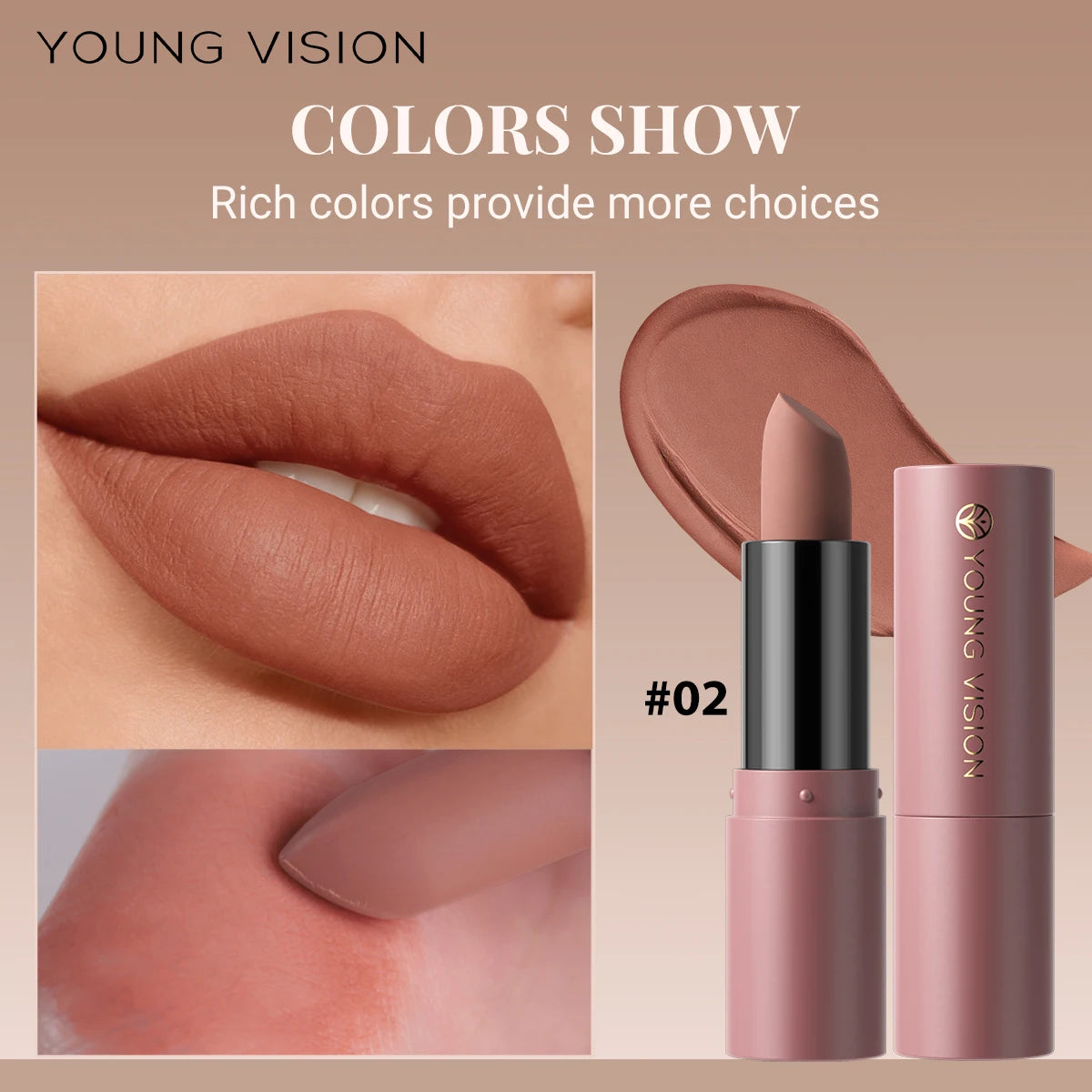 matte lipstick full and rich colors natural moisture comfortable fine and smooth texture long-lasting and easy to apply