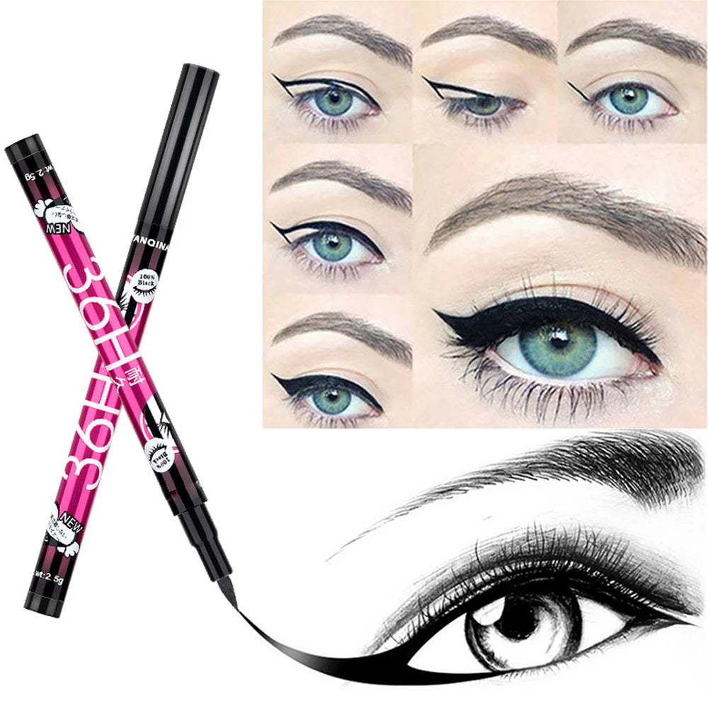 Black Liquid Eyeliner Waterproof Eyeliner Pencil 36H Long-Lasting Liquid Eye Liner Pen Quick-Dry No Blooming Cosmetics Tool